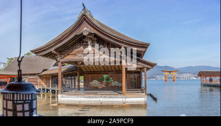 Itsukushima Shrine Noh theater stage, Miyajima, Japan Stock Photo