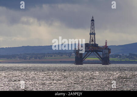 OIl rigs in the Cromarty Firth Sutherland Scotland UK Stock Photo