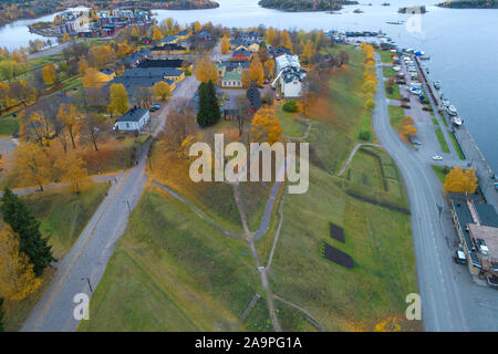 View from the heights of the ancient fortress of Lappeenranta on an October day (aerial photography). Finland Stock Photo