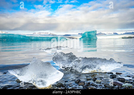 impressive ice landscape of Jökulsárlón glacier lagoon in  Iceland Stock Photo