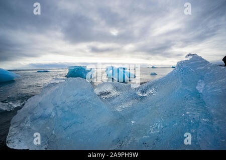 impressive ice landscape of Jökulsárlón glacier lagoon in  Iceland Stock Photo