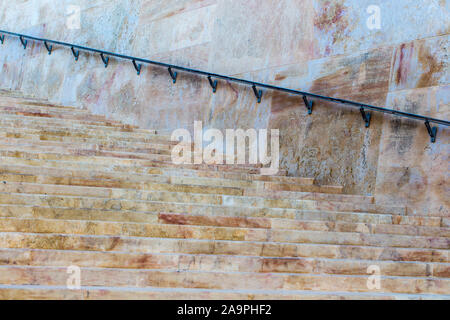 Wide marble stairway with railing at Valleta, Malta Stock Photo