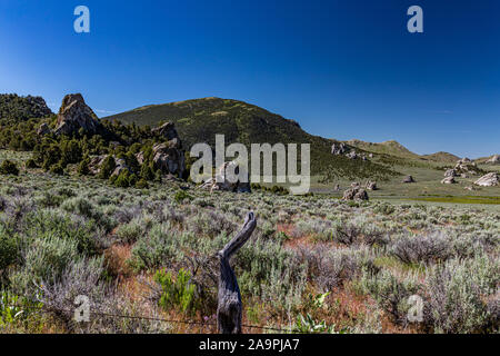 The City of Rocks in Idaho marked the halfway point of the California Trail and today offers rock climbing activities. Stock Photo