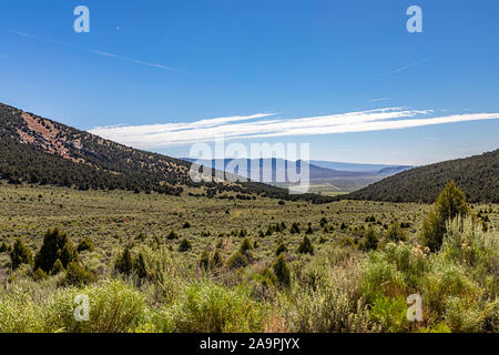 View of Smoky Mountain from Circle Creek Overlook Road at City of Rocks in Idaho. Stock Photo