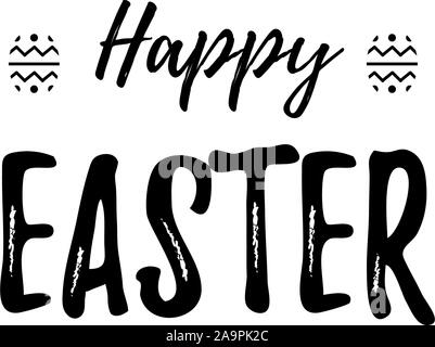 Hand written Easter phrases .Greeting card text templates with Easter eggs isolated on white background. Happy easter lettering modern calligraphy Stock Vector