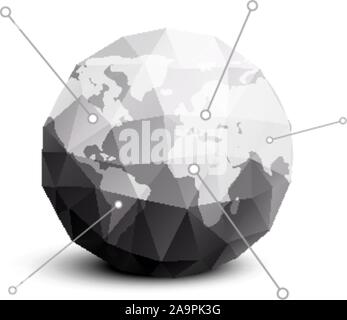 Planet earth in gray polygon style. Vector template for business. Template Earth map. Icon planet earth. Earth logo. Infographic map earth. Images of Stock Vector
