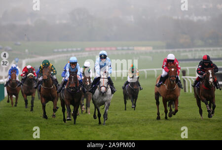 White Water ridden by Edward Vaughan centre on his way to