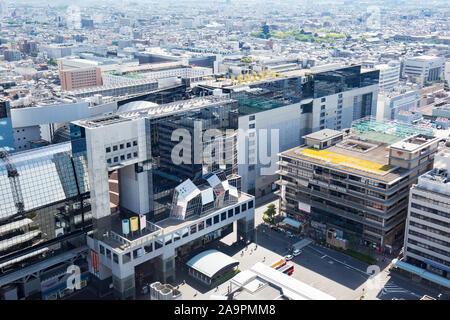 The view from Kyoto Tower on a clear spring day from the Kyoto downtown area in Japan Stock Photo