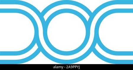 Linear Horizontal DNA biotechnology molecule atom chip logo design template. Medicine or science technology concept. Stock Vector illustration Stock Vector