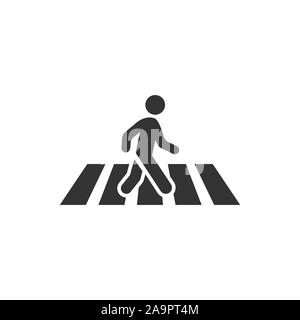 Pedestrian crosswalk icon in flat style. People walkway sign vector illustration on white isolated background. Navigation business concept. Stock Vector