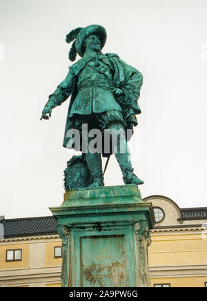 GUSTAVUS ADOLPHUS Statue in Gothenburg the city he was founded at 1600s Stock Photo