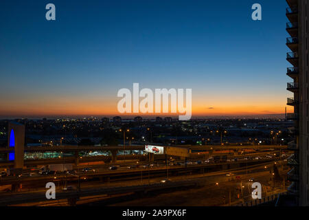 View of sunset  sky from apartment building in Dockands, Melbourne, Victoria, Australia