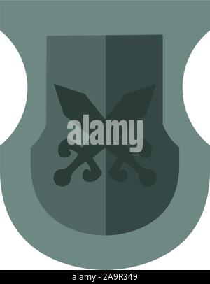 medieval shield with swords crossed flat icon vector illustration ...