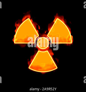 An image of a radioactive sign on fire Stock Photo