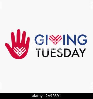 Giving Tuesday, global day of charitable giving. Text lettering with ...