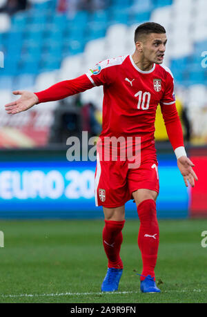 Stadion Rajko Mitic, Belgrade, Serbia. 17th Nov, 2019. European Championships 2020 Qualifier, Serbia versus Ukraine; Dusan Tadic of Serbia reacts - Editorial Use Credit: Action Plus Sports/Alamy Live News Stock Photo