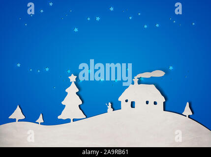 a nice blue christmas landscapes paper background Stock Photo