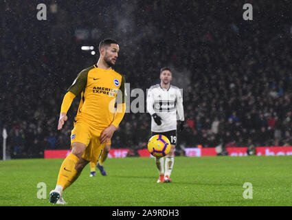 LONDON, ENGLAND - JANUARY 29, 2019: Florin Andone of Brighton pictured during the 2018/19 Premier League game between Fulham FC and Brighton and Hove Albion at Craven Cottage.
