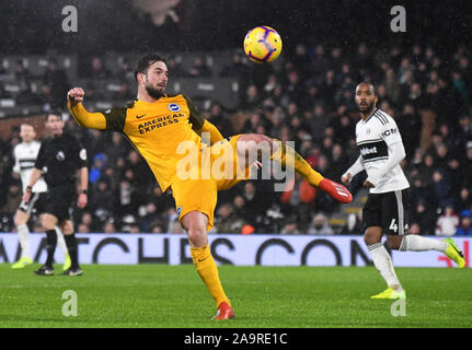 LONDON, ENGLAND - JANUARY 29, 2019: Davy Propper of Brighton pictured during the 2018/19 Premier League game between Fulham FC and Brighton and Hove Albion at Craven Cottage.