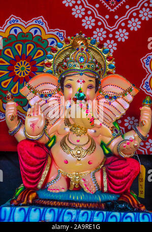 Decoreted Ganesh idol during Ganesh Chaturthi festival in Mumbai India Stock Photo