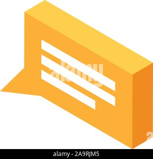 Yellow chat bubble icon, isometric style Stock Vector