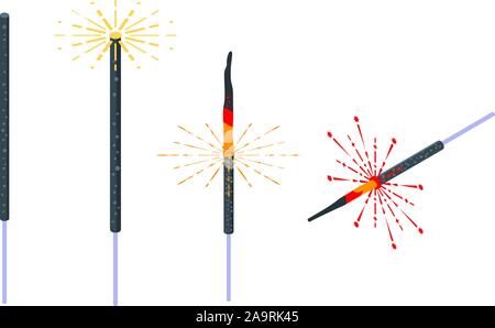 Sparkler icons set, isometric style Stock Vector