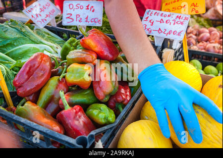 Farmers Market fruits and vegetables exposition Stock Photo