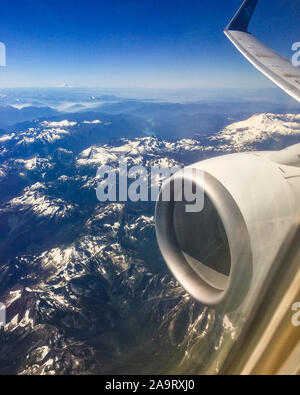 Flying over the rocky mountains towards Vancouver Stock Photo