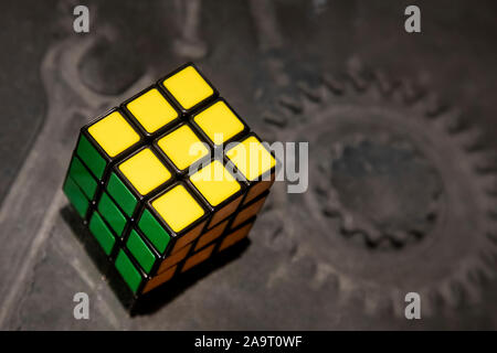 Rubik's cube on the black background. Rubik's Cube invented by a ...