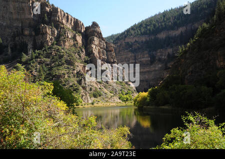 The Colorado River at Glenwood Canyon near the start of the famous Hanging Lake Trail Head. Stock Photo