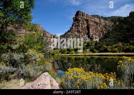 The Colorado River at Glenwood Canyon near the start of the famous Hanging Lake Trail Head. Stock Photo