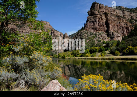 The Colorado River at Glenwood Canyon near the start of the famous Hanging Lake Trail Head. Stock Photo