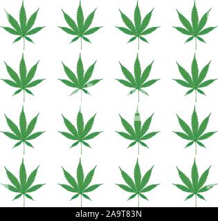 Green cannabis seamless pattern. Marijuana leaf. Stock Vector