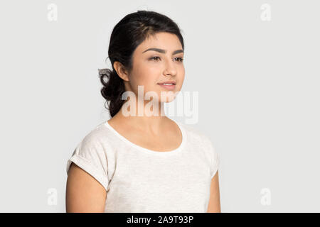 Portrait beautiful Indian young woman with perfect skin Stock Photo