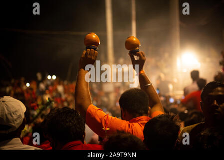 People celebrating during the Ganga Aarti festival Stock Photo