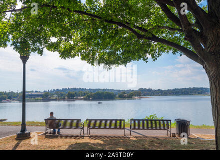 The riverfront of the Susquehanna River in downtown Harrisburg, Pennsylvania, USA Stock Photo