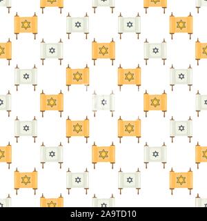 Illustration on theme big colored pattern Hanukkah, seamless set torah. Seamless pattern consisting of collection antique torah, accessory holiday Han Stock Vector