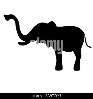 Black elephant silhouette. Vector shadow. Stock Vector
