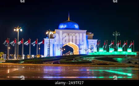 Entrance of the Presidential Palace of the United Arab Emirates in Abu Dhabi downtown Stock Photo