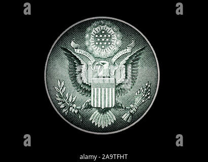 One dollar bill black eagle detail close up Stock Photo - Alamy
