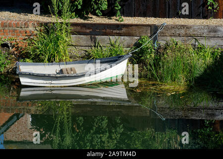 Rowing Boat in Stroudwater Navigation Canal, Stonehouse, Gloucestershire, UK Stock Photo