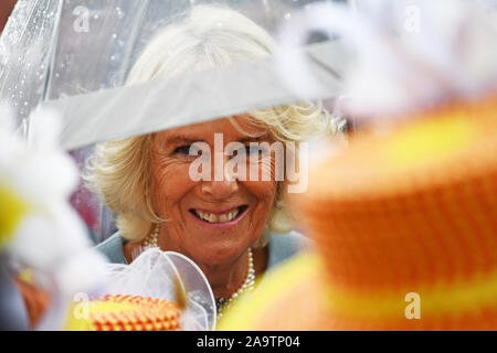 The Duchess of Cornwall attends a wreath laying ceremony at Mount Roskill War Memorial in Auckland, on the second day of the royal visit to New Zealand. Stock Photo