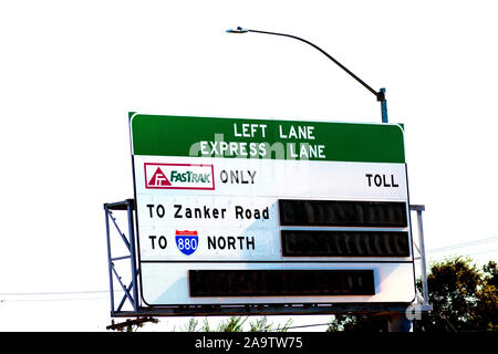 FasTrak sign. FasTrak is an electronic toll collection (ETC) system Stock Photo