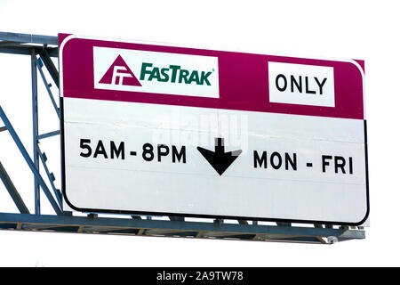 FasTrak sign. FasTrak is an electronic toll collection (ETC) system Stock Photo