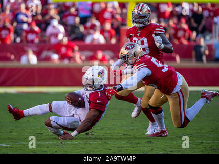 San Francisco 49ers defensive end Dee Ford (55) salutes the fans during an  NFL divisional playoff game against the Minnesota Vikings, Saturday, Jan.  11, 2020, in Santa Clara, Calif. The 49ers defeated