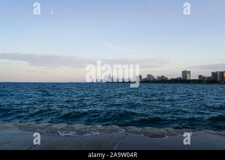 Lakeshore of Lake Michican at Montrose Harbor, Chicago, Illinois Stock Photo