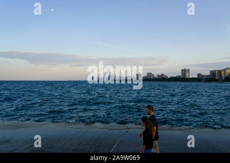 Lakeshore of Lake Michican at Montrose Harbor, Chicago, Illinois Stock Photo