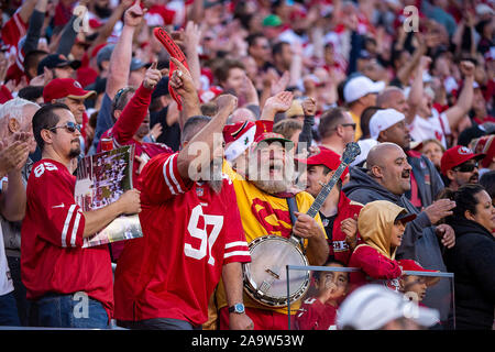 Santa Clara, CA, USA. 17th Nov, 2019. San Francisco 49ers reacts after touchdown during a game at Levi's Stadium on Sunday, November 17, 2019 in Santa Clara. Credit: Paul Kitagaki Jr./ZUMA Wire/Alamy Live News Stock Photo
