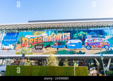 Nov 17, 2019 San Francisco / CA / USA - Dreamforce annual convention taking place at Moscone Center; Dreamforce is an annual user conference hosted by Stock Photo
