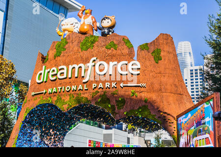 Nov 17, 2019 San Francisco / CA / USA - Dreamforce annual convention taking place at Moscone Center; Dreamforce is an annual user conference hosted by Stock Photo